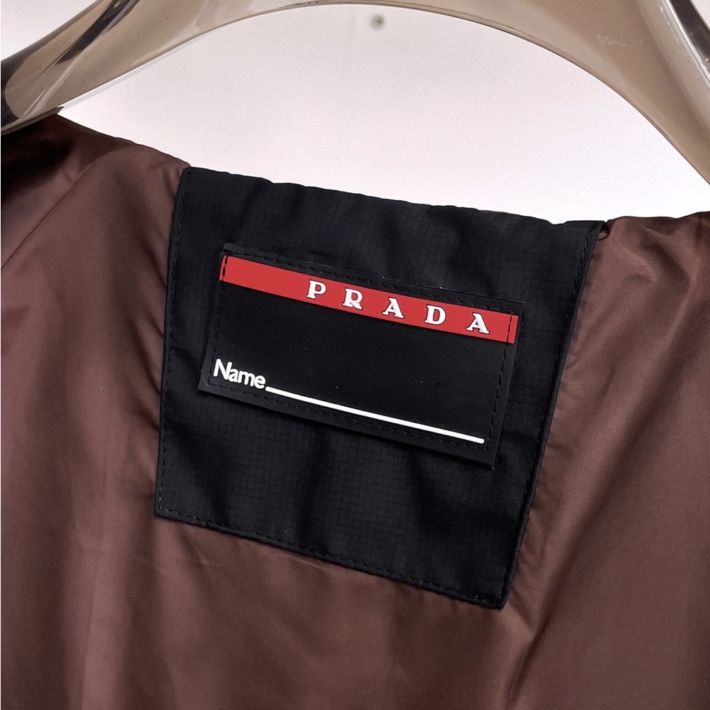 Prada Black Raincoat with Burgundy Trim and Hood - Picture 5 of 14